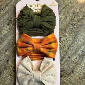 Bebe Olive, Orange, and Cream Headwrap Set